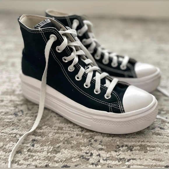 Converse Chuck Taylor All Star Move Platform Hi Women Size 9 Black/White - Picture 2 of 6